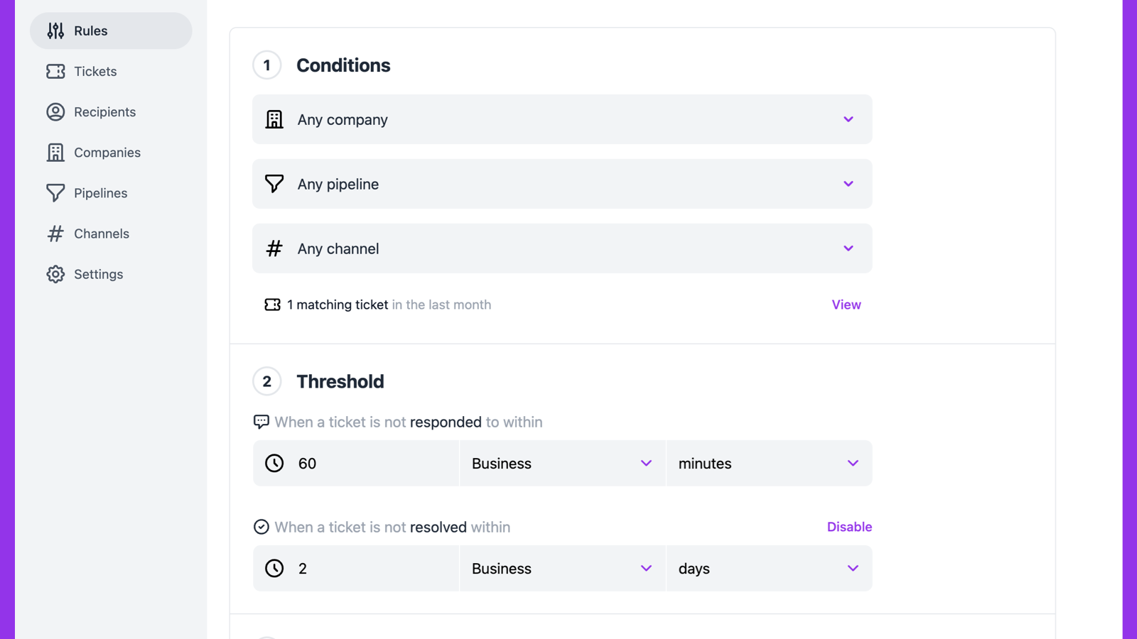 Set custom SLA Rules